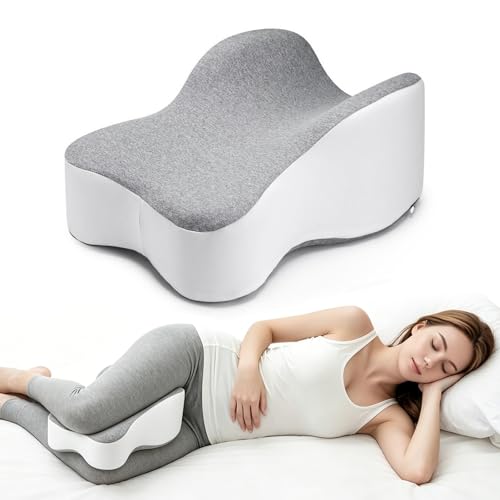 FUDUOXIAO Kniekussen voor zijslapers, ergonomisch beenkussen met extra lang design, ondersteunt dijen en knieën, verhoogt het slaapcomfort, met afneembare en wasbare overtrek (grijs)