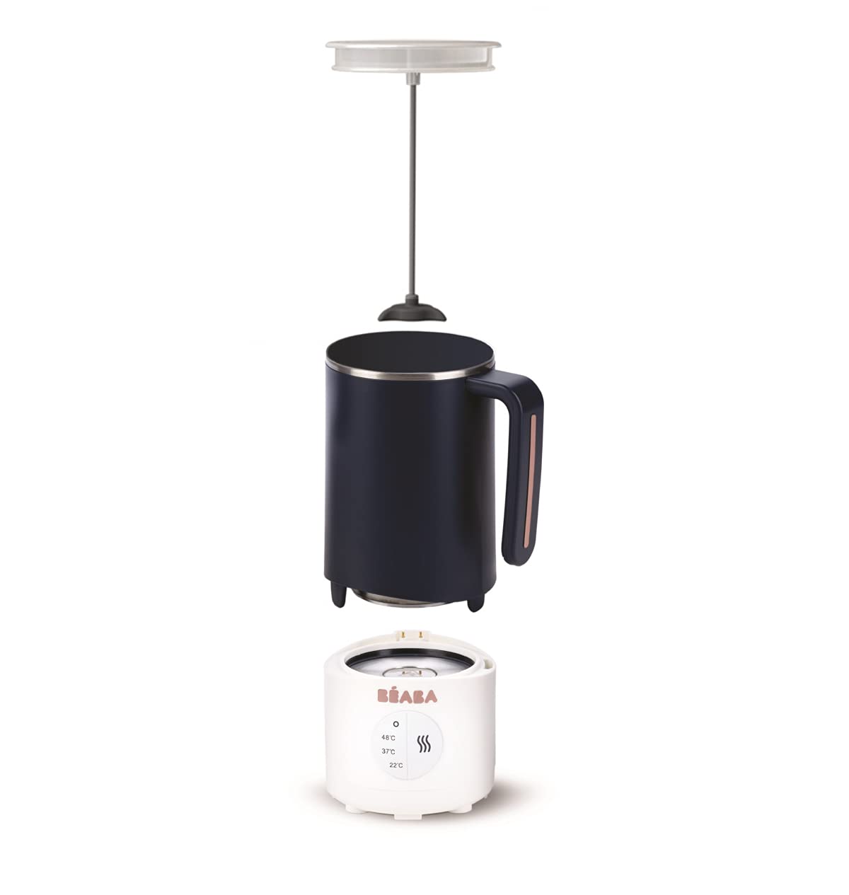 BÉABA Milk Prep, Preparador de biberones y bebidas lácteas, Calienta rápido, Leche en polvo, leche materna, leche en brick, chocolate caliente, Para bebés y niños, Azul oscuro