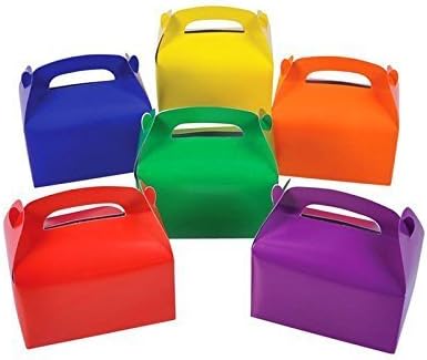 Cardboard Bright Colors Treat Boxes Favors Children Birthday Party Event Goody Bags (Assorted (12 Treat Boxes))