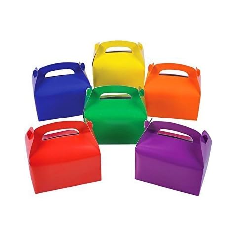Adorox Cardboard Bright Colors Treat Boxes Favors Children Birthday Party Event Goody Bags (Assorted (12 Treat Boxes)) Cover