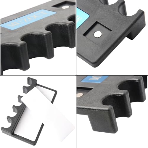 MUZOCT 4 Holes Pool Stick Holder, Billiard Cue Rest Weighted Against Table Bar Chair,Cue Stick Holder with 2 Cue Chalk Cubes Holders - Thumbnail 2