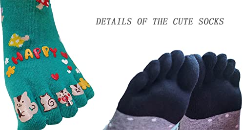 IXITON Women's Toe Socks Five Fingers Socks Cute animal pattern socks Funny cartoon Sports Toe socks3