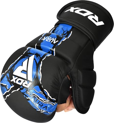 RDX Aura Plus F17 Boxhandschuhe Herren & Damen für Boxen Kickboxen Grappling und Sparring RDX MMA Handschuhe mit Offener Handfläche Stoßdämpfende Polsterung MMA Gloves
