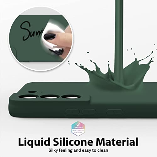 Image of DIZORO Liquid Silicone Case with Microfiber Cushioning Compatible for Samsung Galaxy S22 Plus 5G Shockproof Slim Back Cover, Gel Rubber Full Body Protection (Forest Green)