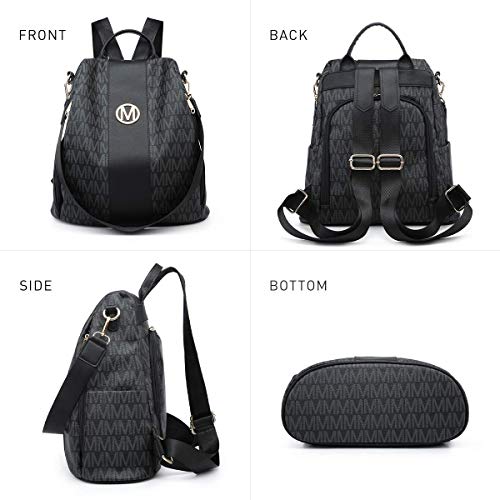 Lightweight Women Fashion Backpack Mutil Pockets Signature School Anti-Theft Rucksack Shoulder Bag Handbag w/Wristlet Wallet