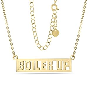 Stone Armory Purdue University Jewelry – 18K Gold Plated BOILER UP Necklace – Hypoallergenic and Adjustable 16-20in – Purdue Boilermakers Gifts