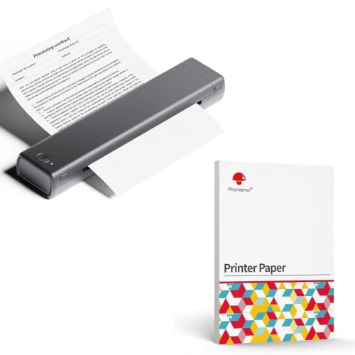 Impresora móvil Bluetooth M08F de impresión sin tinta con papel térmico A4