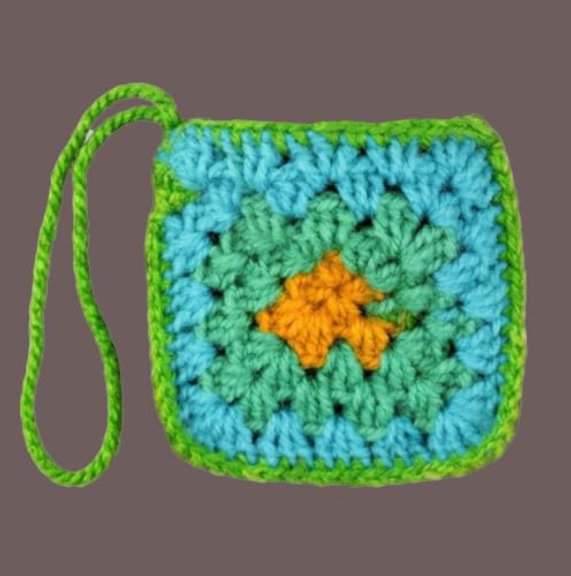 Cute Crochet Green Floral Mini Pouch, Handmade Zipper Pouch for Accessories