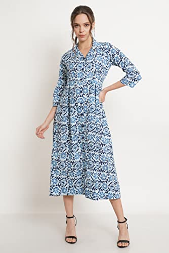 Image of COTLAND Fashions Jaipuri Cotton Flared A-Line Dress for Women