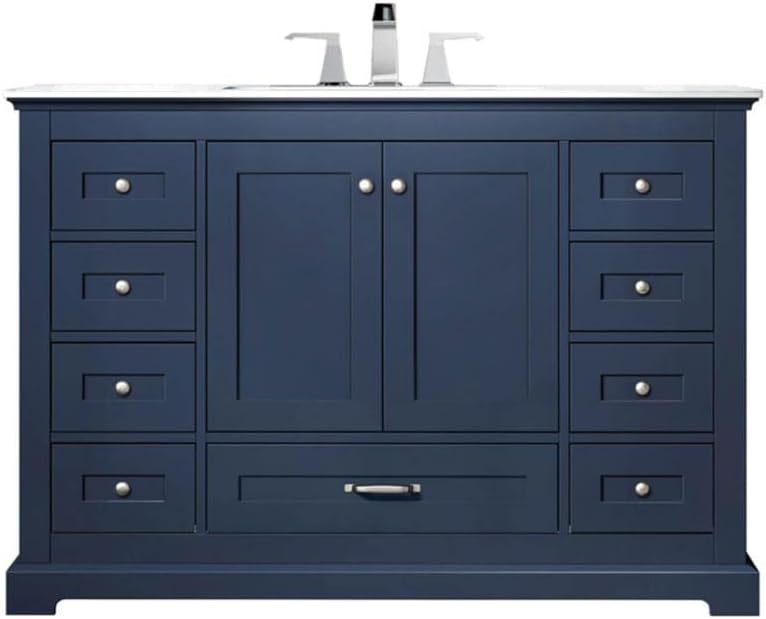 Dukes 48 in. W x 22 in. D Navy Blue Single Bath Vanity and White Quartz Top