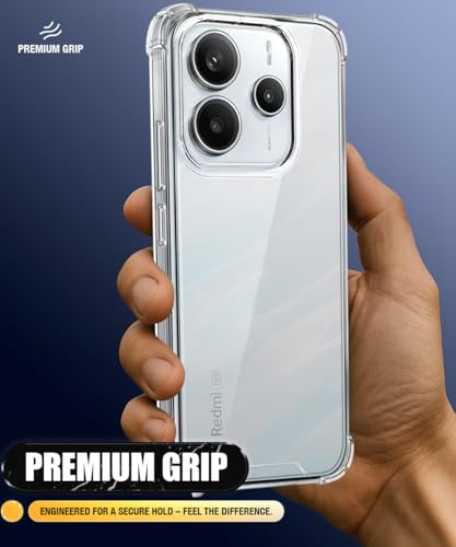 Image of WOW IMAGINE Ultra-Hybrid Crystal Clear Back Case for Redmi Note 14 SE 5G | Redmi Note 14 5G | Shockproof Design | Camera Protection Bump | Hard Mobile Back Cover with Cushioned Edges - Transparent