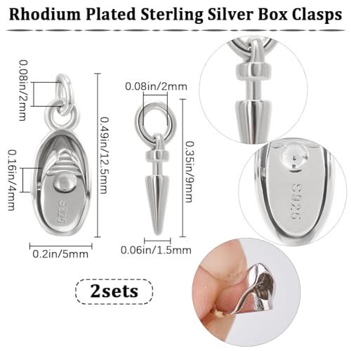 Beebeecraft STER-BBC0007-01-US 2Pcs Rhodium Plated 925 Sterling Silver Box Clasps For Jewelry Making End Clasps Connectors thumb #1