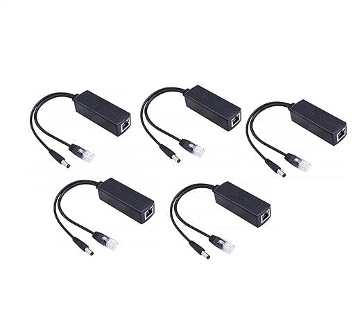 Image of SANCY Active PoE Splitter, 48V to 12V Power Over Ethernet, Gigabit 10 /100 /1000Mbps, IEEE 802.3af /at Compliant, 5.5x2.1mm DC, Up to 328ft, for IP Cameras & DC Devices (Pack of 4)