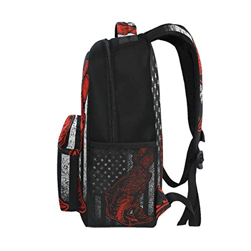 Nerxy Bass Fishing Lure And American Flag Casual Backpack Bag, Fashion Lightweight Backpacks For Holiday Gifts One Size #TOP4