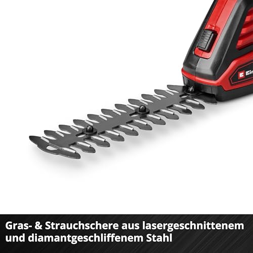 Einhell Akku-Gras-/Strauchschere GE-CG 18/100 Li - 3 in 1-Solo Power X-Change (18 V, inkl. Grasscherenmesser 100 mm, Strauchscherenmesser 200 mm, Harkenaufsatz, ohne Akku)