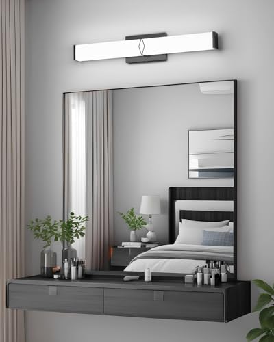 Image of Modern Bathroom Light Fixtures,24inch Dimmable Bathroom Vanity Lights Over Mirror, 25W 2700LM LED Vanity Lights,5700K Matte Black Vanity Lighting Fixtures,ETL Certified Cool White
