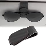 BFXM Sunglass Holder for Car, Sunglasses Holder Eyeglass Hanger Clip Magnetic Leather for Car Visor, Cars Sun Visor Ticket Card Clip