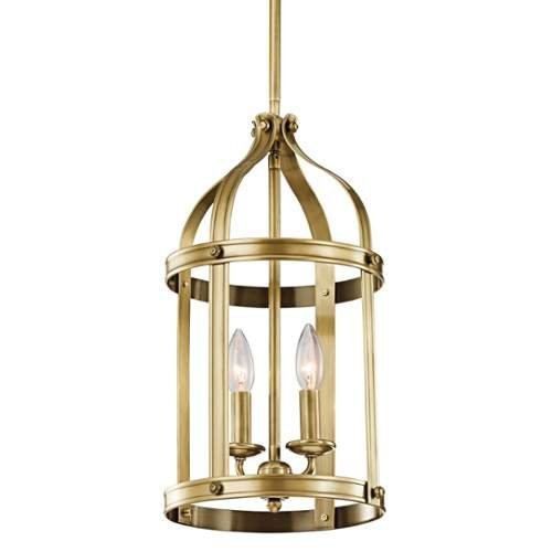 Kichler 43105NBR Steeplechase 2-Light Foyer Pendant, Natural Brass Finish by Kichler