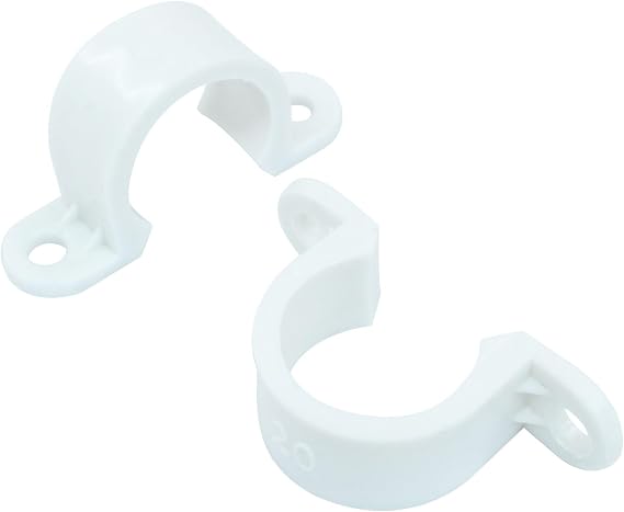 100Pcs 1/2 Inch PVC Pipe Clamps, 2 Hole Pipe Strap Plastic Conduit Clamp Conduit Clips for PVC Pipes Conduit Cables Hose, White