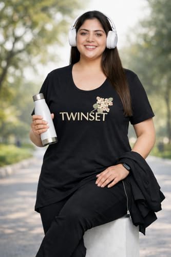 Image of RYSH Women's Printed Cotton Plus Size Longline T-Shirt with Pockets | Cotton fabric - soft longline T-shirt with easy plus-size fit