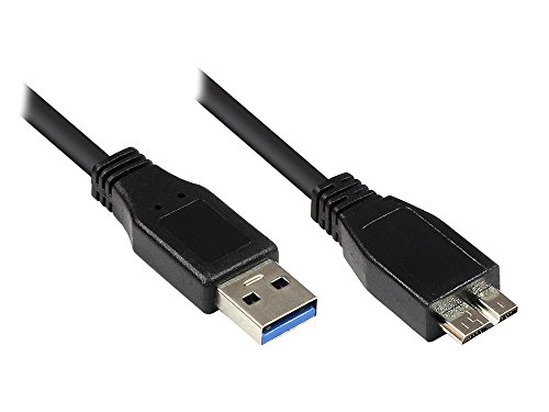 Anschlusskabel USB 3.0 Stecker A an Stecker Micro B, schwarz, 3m, Good Connections®