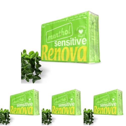 RENOVA Pañuelos De Bolsillo Sensitive Mentol - 6 Paquetes Perfume Mentolado (Paquete de 4)