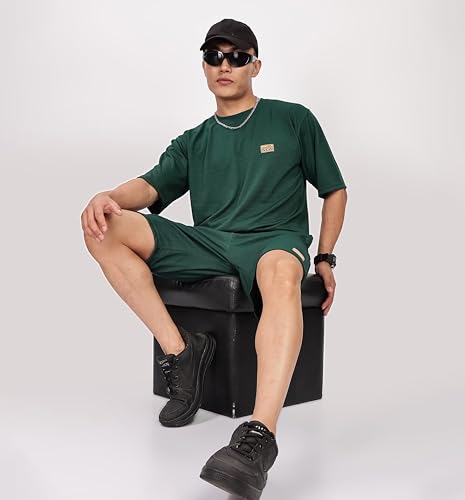 Image of SHODOX Men's Solid Relaxed Fit T Shirt and Shorts Set | Casual Summer Wear | Comfortable Stylish Outfit for Men