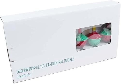 Miniatura 29 de Novelty Lights Juego de luces de burbujas tradicionales, 8 pies, 8 bombillas rojas/azul/naranja/verde con bases multicolores, bombillas E12/C7 de 5