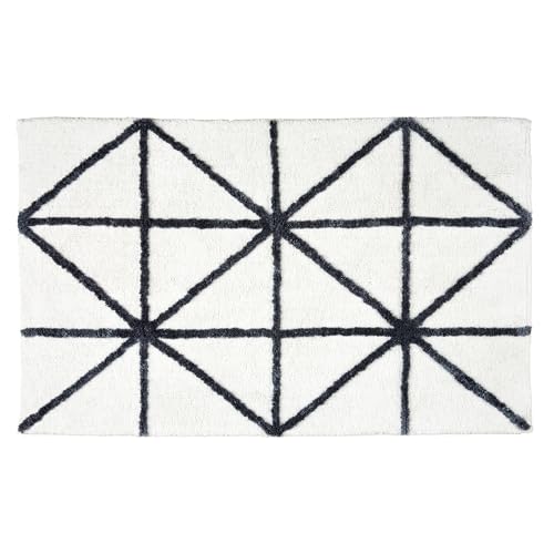 Schöner Wohnen Kollektion Badezimmerteppich weiß Heart 60x90 cm – Badematte rutschfest - Badteppich waschbar – Badvorleger Trockner geeignet – Duschvorleger Badezimmer