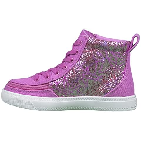 Billy Adaptive Footwear for Kids with Special Needs & Mobility Issues, High Top Canvas Shoes with Wrap-Around Zipper Closure, Pink Print, Big Kid Cover