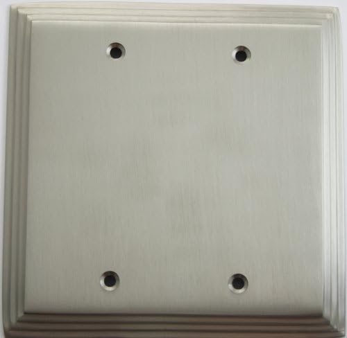 Satin Nickel Deco Step Style 2 Gang Blank Wall Plate