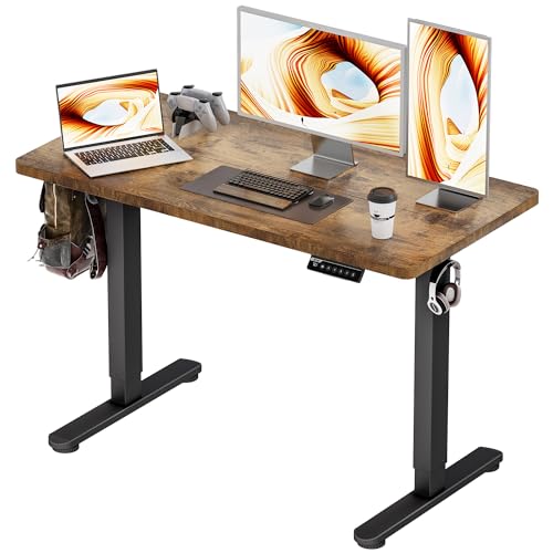 BIZUM Standing Desk Electric Adjustable Computer Desk-Stand up Desk Office Gaming Home Office Memory Desks 48x24 inches Black Frame/Rustic Brown Top