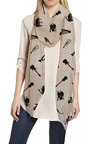 Lina & Lily Musical Instruments Print Women's Scarf Shawl Wrap Lightweight