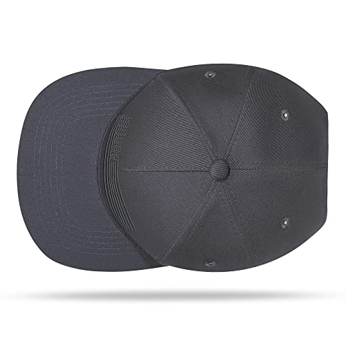 Ualon Baseball Cap, Snapback Trucker Hat For Men & Women With American Flag And Adjustable, Breathable Mesh, Flat Bill Hats Dark Gray #TOP6