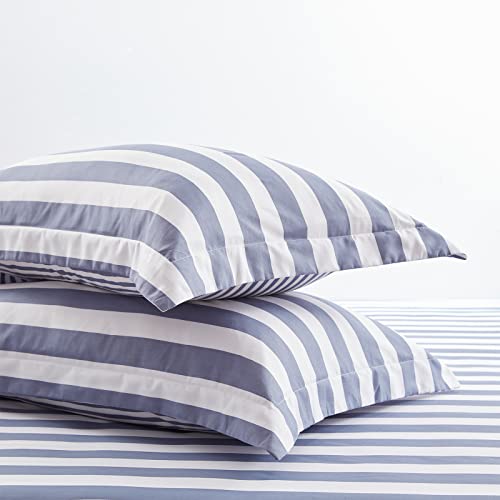 Sunstyle Home Duvet Cover King Queen Twin Line Duvet Cover Microfiber Bedding Blue Grey And White Stripes Duvet Cover 3-Pieces Set, 1 Duvet Cover And 2 Pillow Shams (King) #TOP6