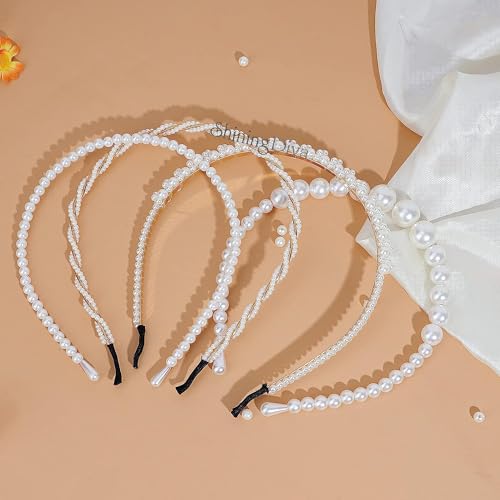 Shining Diva Fashion 4 Pcs Headbands Stylish Pearl Hairbands Hair Accessories Hair Bands for Women Girls (14967hb) - Image 6