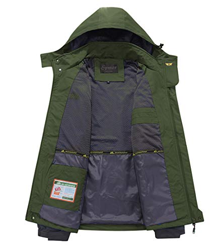 Image of Men's Rain Jacket Waterproof with Hooded Hiking Outdoor Coat Lightweight Windbreaker