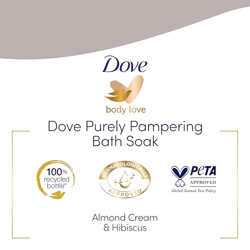 Dove Soothing Caring Bath Bath Soak with ¼ moisturising cream, almond cream & hibiscus for an indulgent bubble bath 450 ml - Image 6