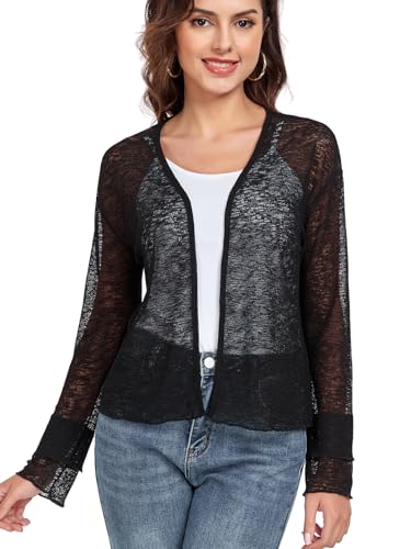 Womens Bolero Shrugs for Evening Dresses Elegant Cropped Shrug Long Sleeve Cardigan Lightweight Knit Cover Up3