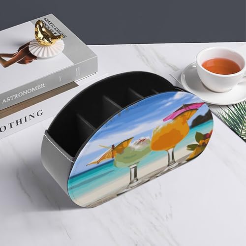 Support de télécommande en cuir à 5 compartiments pour table - 7