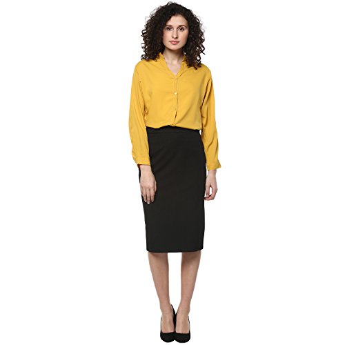 Image of mayra Women's Crepe Yellow Color Long Sleeve Shirt