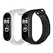 kwmobile 2X Cinturino Compatibile con Xiaomi Mi Band 4 - Cinturini Silicone Bianco/Nero - Fascetta con Fibbia 15-19,8 cm