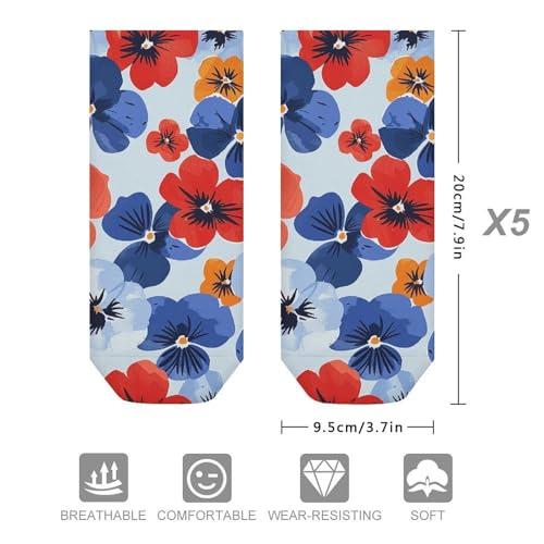 Hand Drawn Pattern Ankle Socks 5-Pack, Breathable Casual Athletic Socks for Women Men, One Size (6-11)2