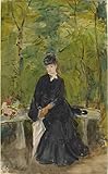 MNMSBFXQ Pintura Clásica Arte de la Pared Poster Cuadros en Lienzo la artista S Hermana Edma sentada en un parque de Berthe Morisot para Decoración de Oficina 60x90cm