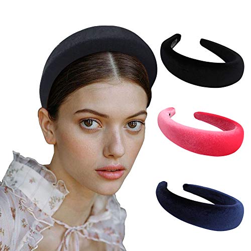 3PCS Thick Velvet Women Padded Headbands 90s Hair Accessories Head Band Fashion Headwear Wide Plastic Hairbands For Woman