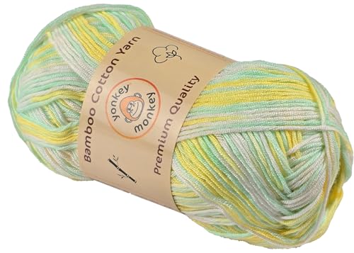 Image of 10-Pack of Yonkey Monkey 500 Grams Yarn - 70% Rayon derived from Bamboo, 30% Cotton - Imported - Green Yellow 9049