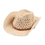 NICEYEA Kinder Western Cowboy Strohhut Sonnenhut Sommerhut Strandhut Strohhut Jazz Hut Sonnenschutz Anti-Ultraviolett Outdoor Hut 3-8 Jahre alt