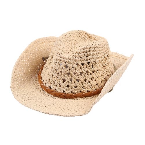 MioCloth Kids Straw Cowboy Hat for Boys Girls Western Cowgirl Beach Hat Summer Wide Brim Floppy Panama Cap