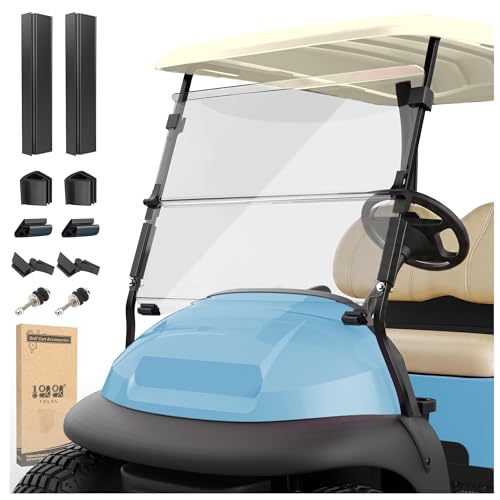 10L0L Golf Cart Windshield For Club Car Precedent 2004-Up, Tempo, 2017-Up Onward, Clear/Tinted Fold Down Club Car Windshield Anti-Uv Impact Resistant, Hd View, 37.5'W X 33.6'H