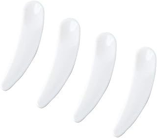 100PCS 2.2" Plastic Mini Disposable Curved Makeup Cosmetic Spatula Spoon Skin Care Face Cream Face Pack Mixing Sampling Scoop Scraper DIY Accessories Beauty Tool White